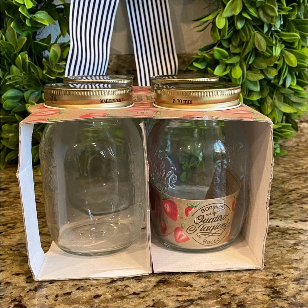 NWT Bormioli Rocco Quattro Stagioni Glass Jars 4- PCS
